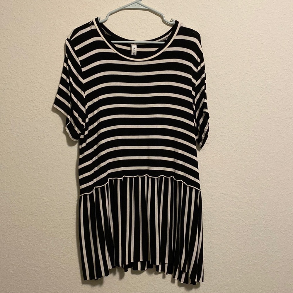 Chic Soul Striped Peplum Top